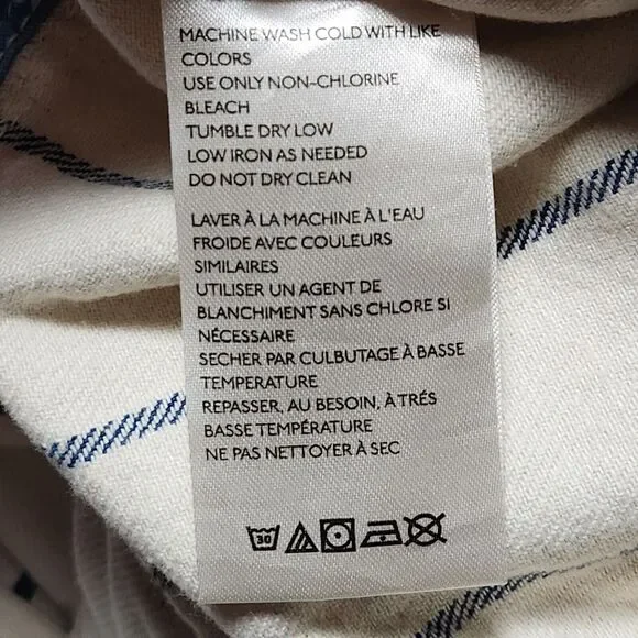 Anthropologie Womens 12 Heeda Ruffle Sleeve Striped Denim Jumpsuit Ivory Blue - Picture 6 of 9